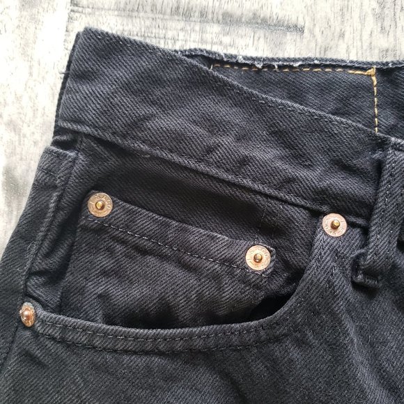 Levi 501 Black Ribbon Trim Denim Shorts - Picture 4 of 16